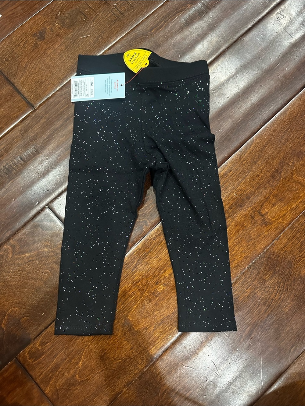 Cat & Jack Black Leggings with Rainbow Silver Glitter